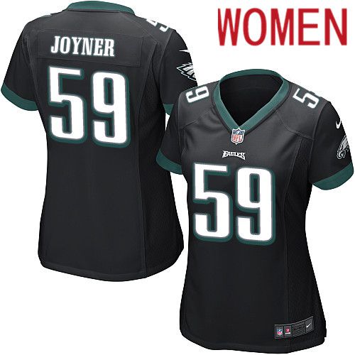 Women Philadelphia Eagles 59 Seth Joyner Nike Black Game NFL Jersey